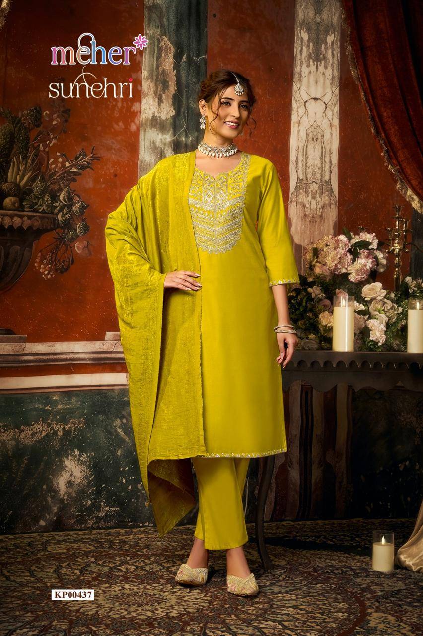 SUNEHRI By Meher Fashion Stylish Beautiful Colourful Silk Dresses At Wholesale Price